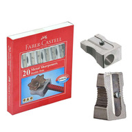 Faber-Castell 183100 Metal Pencil Sharpener for Coloured and Coloured Pencils 2pec