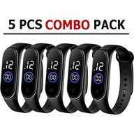 Silicon New Fashion Touch LED Sports Waterproof Watch Combo Offer - 5 Pcs