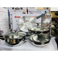 Kiam Tri-Ply Stainless Steal 7pcs Set with Glass Lids 
