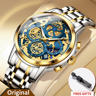 OLEVS Mens Watch Chronograph Luxury Diamond Dress Business Analog Quartz Wrist Watches Stainless Steel Waterproof Luminous Moon Phase