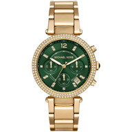 Michael Kors MK6263 Women's Parker Gold Tone Chronograph Green Dial Watch