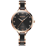 OLEVS Women Luxury Watch Female Rose Gold Elegant Diamond Lady Quartz Wrist Watch Waterproof Ceramic Watch
