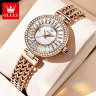 Olevs Original Top Brand Elegant Quartz Watch Women Waterproof Stainless Steel Luxury Diamond Watches 9959