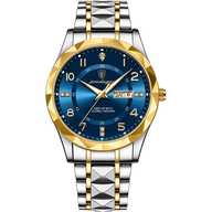 POEDAGAR 858 Stainless Steel Men's Luxury Week Date Luminous Quartz Watch For Men