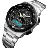 SKMEI Stainless Steel Waterproof Wrist Watch - 1370-Silver