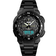 SKMEI Stainless Steel Waterproof Wrist Watch - 1370- Black