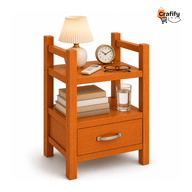 Elite Wooden Bedside Storage Table – Natural Wood Finish