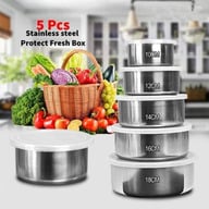 Stainless Steel Food Container Storage Box With Cover 5 in 1 Set