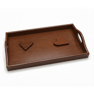 Premium Wooden Serving Tray with 2 FREE Heart-Shaped Glass Coasters