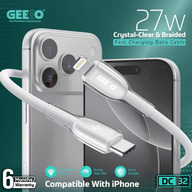 GEEOO DC32 27W Crystal-Clear Braided Fast Charging Data Cable for iPhone